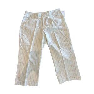 Dockers Women White with stripes Capri Pants Nouveau Fit Calf Size 12P